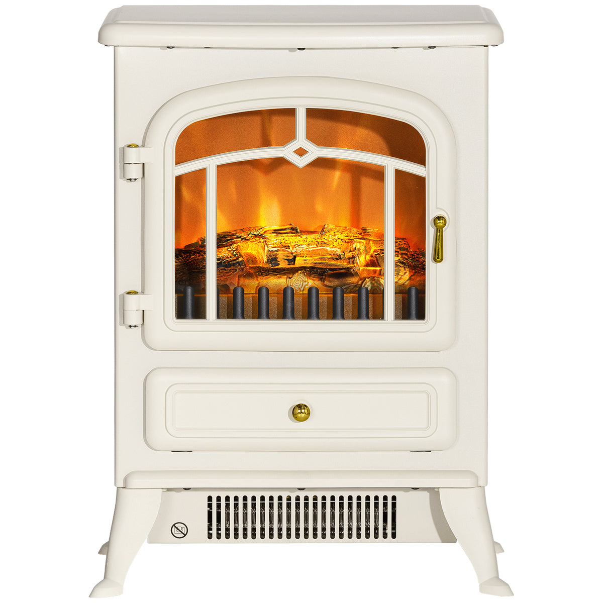 16" Freestanding Electric Fireplace Heater 1500W Beige-Electric Fireplaces-DECOROLALA