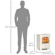 16" Freestanding Electric Fireplace Heater 1500W Beige-Electric Fireplaces-DECOROLALA