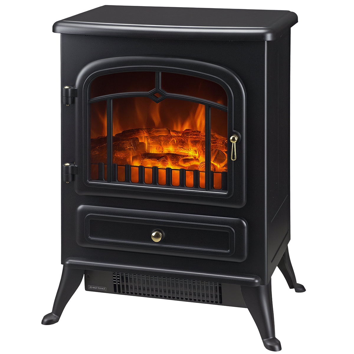 16" Freestanding Electric Fireplace Heater 1500W - Black-Electric Fireplaces-DECOROLALA