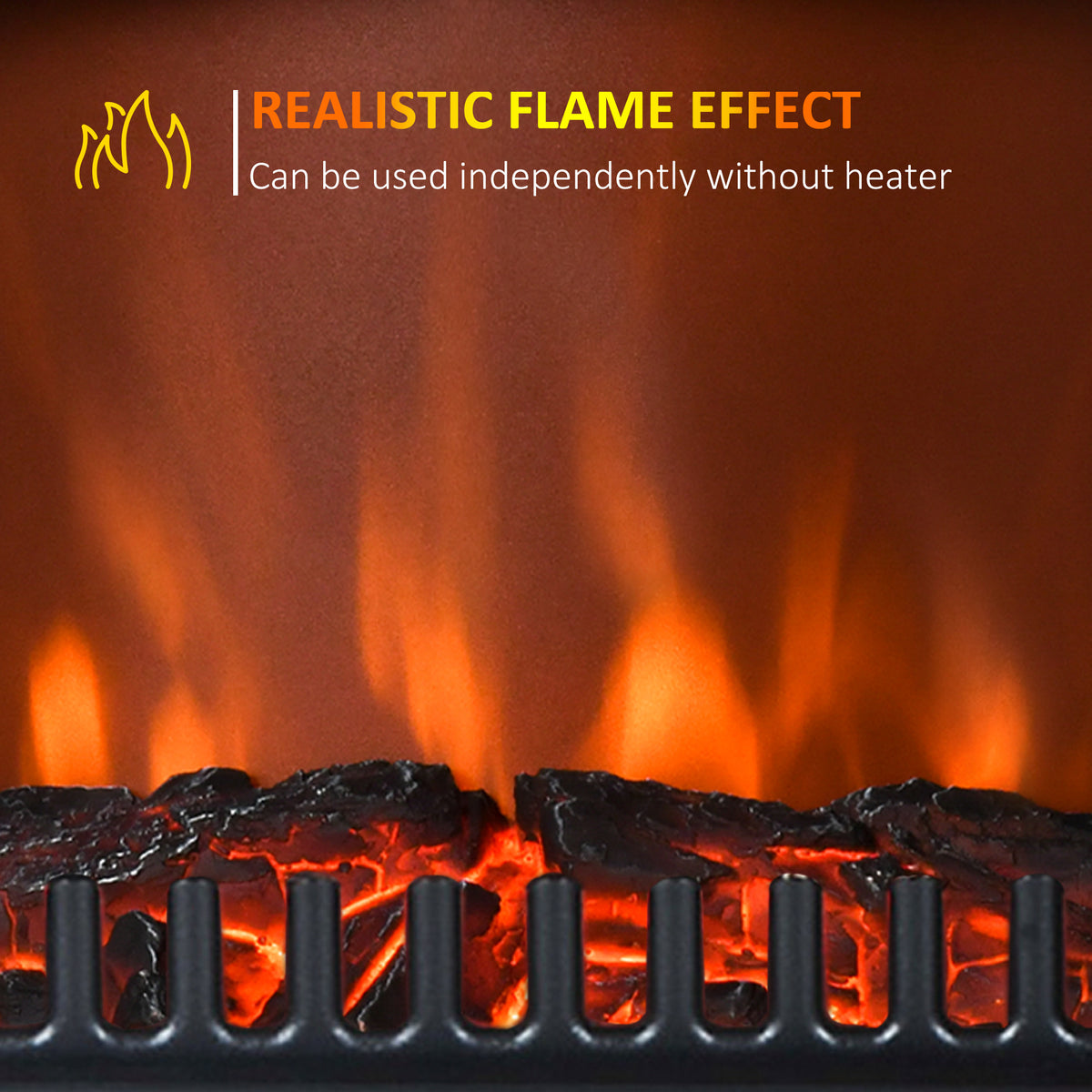 16" Freestanding Electric Fireplace Heater 1500W - Black-Electric Fireplaces-DECOROLALA