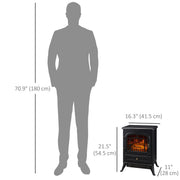 16" Freestanding Electric Fireplace Heater 1500W - Black-Electric Fireplaces-DECOROLALA