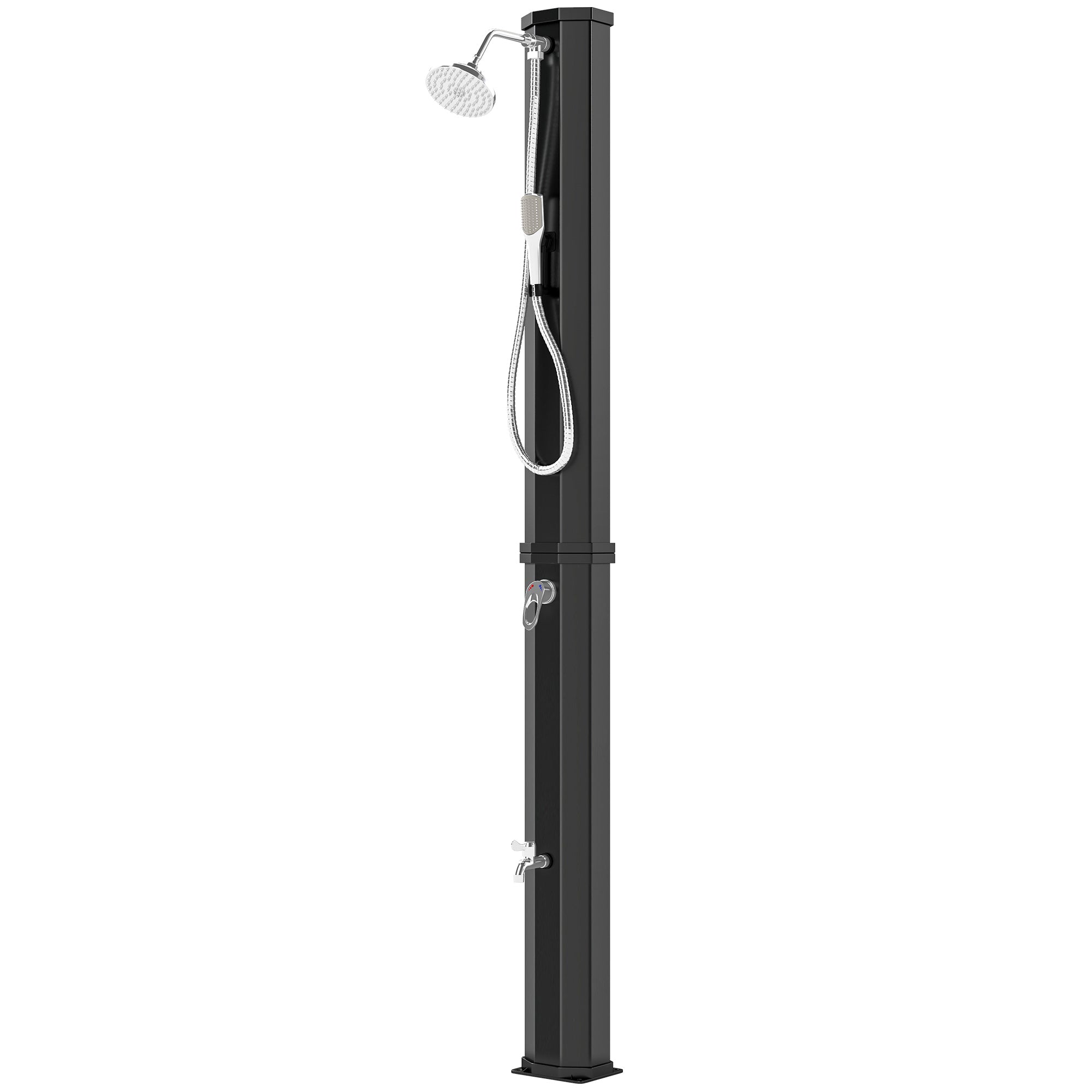 16 Gal Solar Heated Outdoor Shower - 7.4 FT Black ABS-DECOROLALA