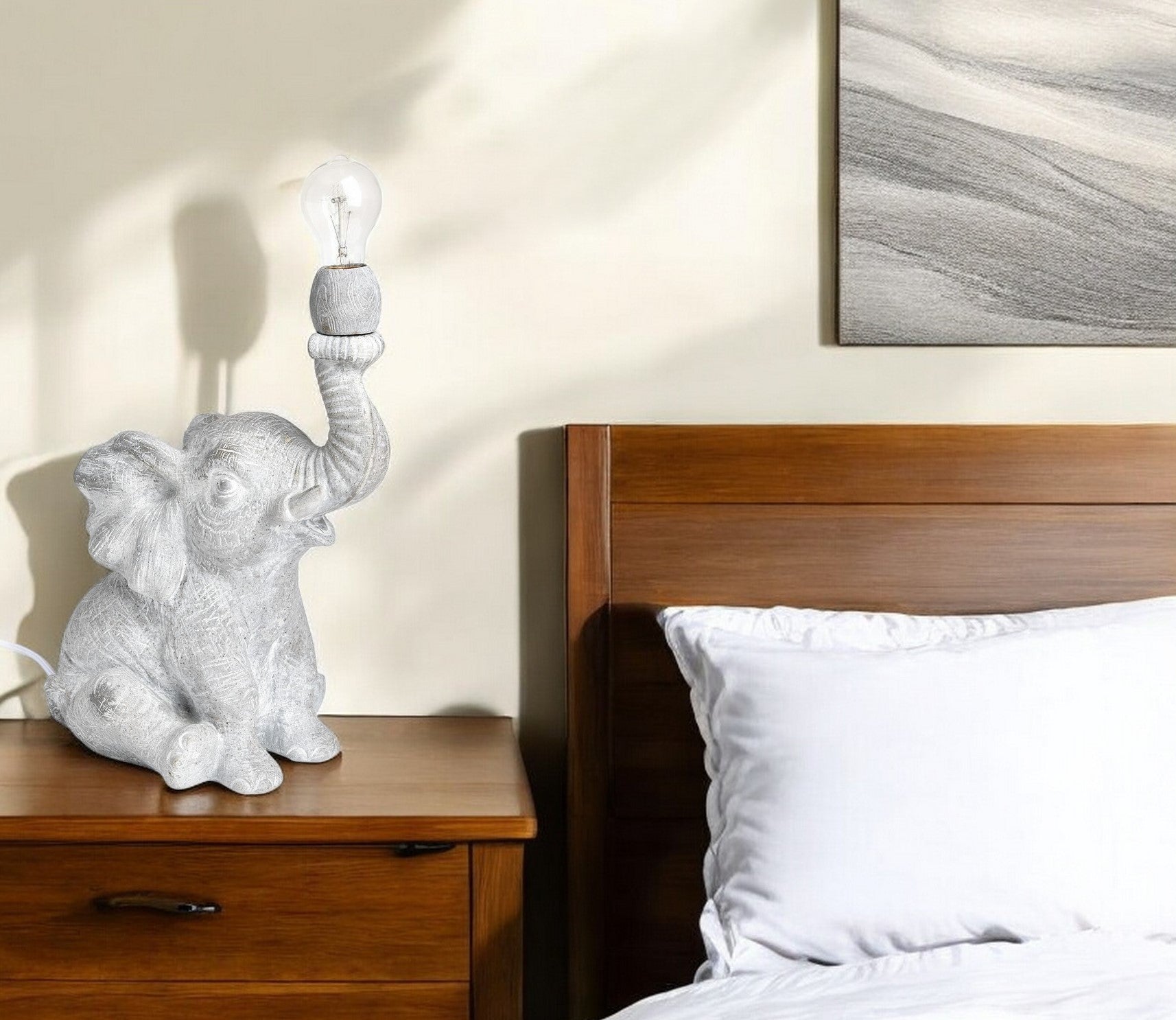 16" Gray Lamp Base LED-Table Lamps-DECOROLALA