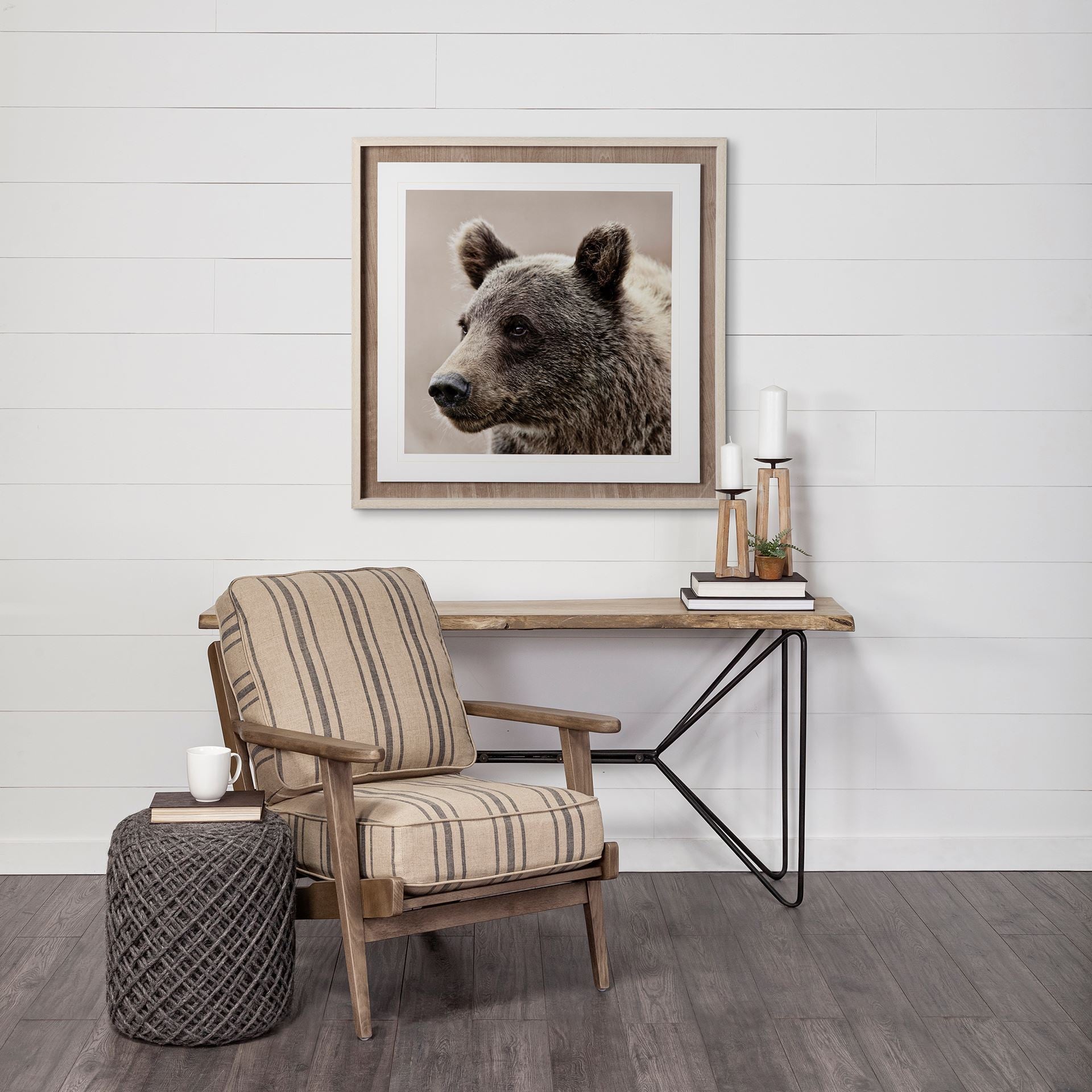 16" Gray Upholstery Cylinder Abstract Pouf Ottoman-Ottomans-DECOROLALA