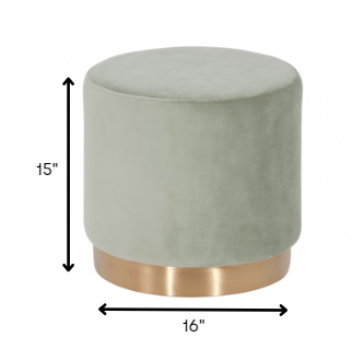 16" Gray Velvet And Gold Footstool Ottoman-Ottomans-DECOROLALA