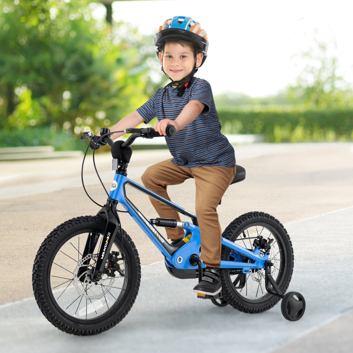 Vélo réglable pour enfants de 16 pouces avec amortisseur et sonnette, pour les 4 à 7 ans - 16 pouces