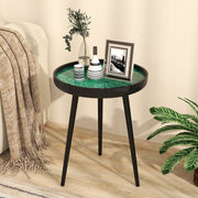 16 Inch Mid-century Modern Coffee End Table with Sea Shell Decoration-Green-End & Side Tables-DECOROLALA