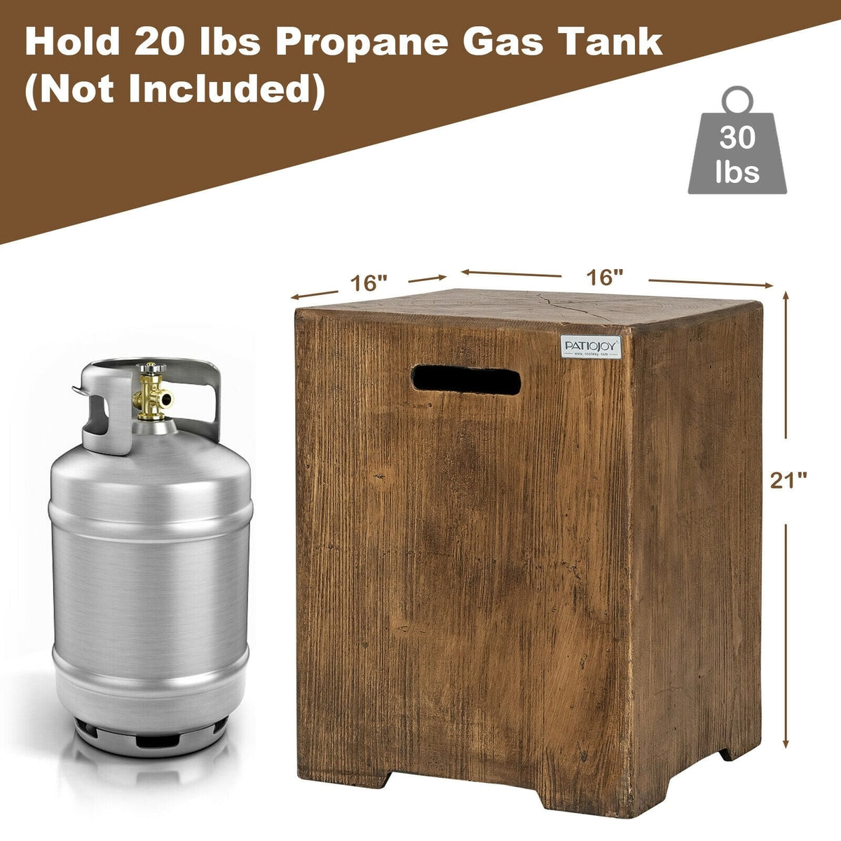 16 Inch Outdoor Hideaway Table Cover for Standard 20 LBS Propane Tank-B-Fire Pits-DECOROLALA