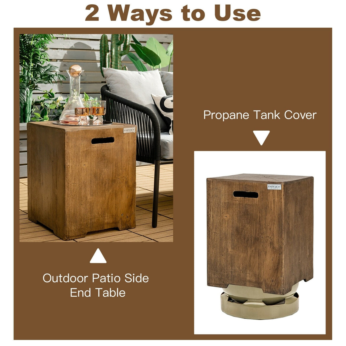 16 Inch Outdoor Hideaway Table Cover for Standard 20 LBS Propane Tank-B-Fire Pits-DECOROLALA