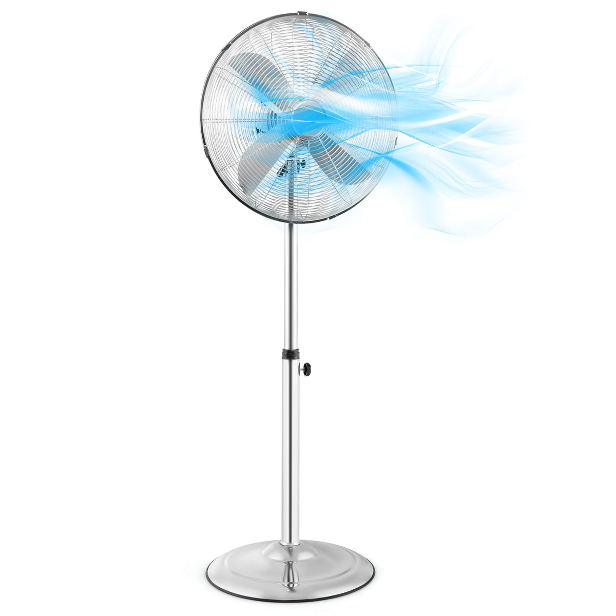16 Inch Pedestal Standing Fan Oscillating Pedestal Fan with 3 Speeds and Adjustable Height-Silver-Fans-DECOROLALA