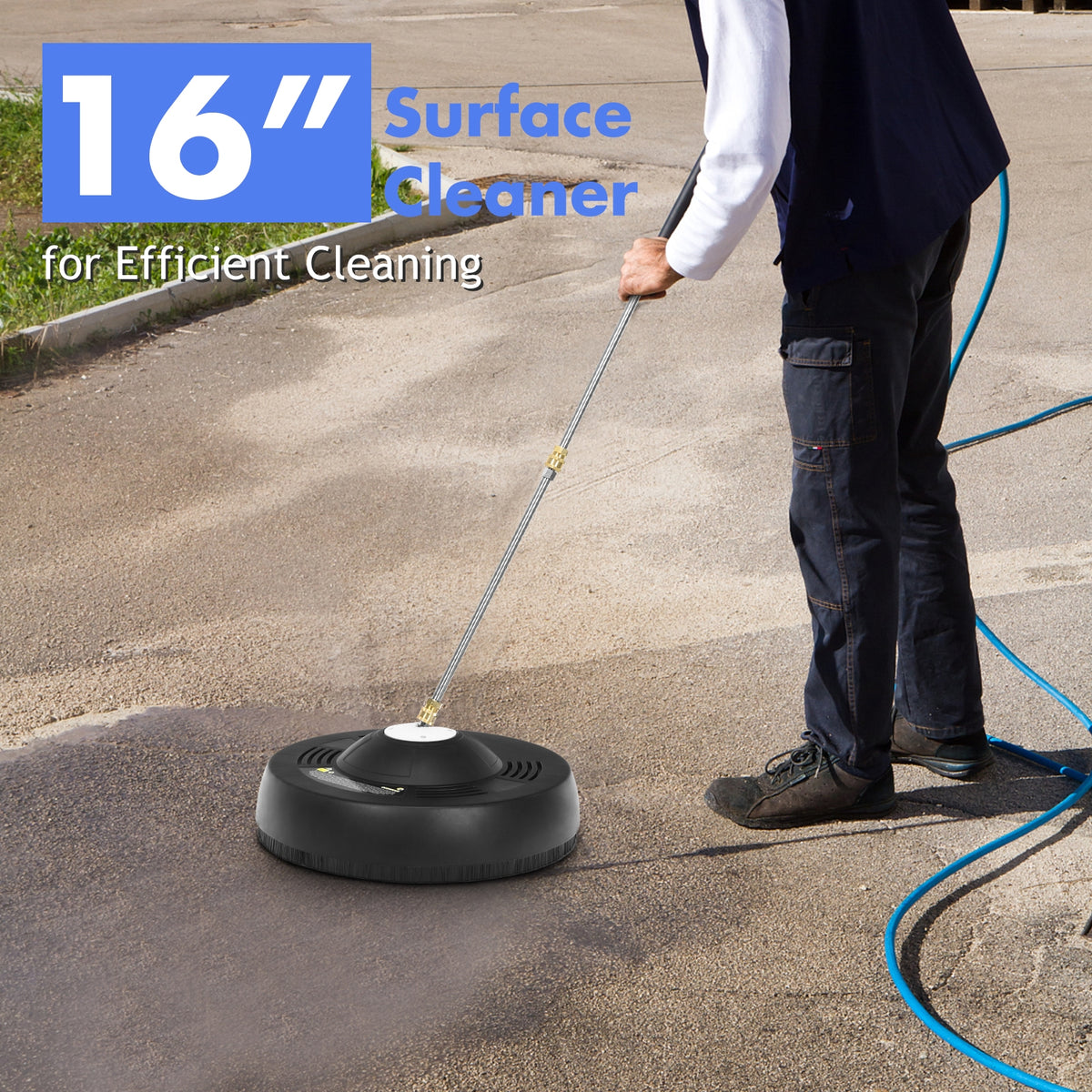 16 Inch Pressure Washer with 2 Spray Nozzles and 1/4-inch Quick-connect Extension Wands-Vacuum Cleaners-DECOROLALA
