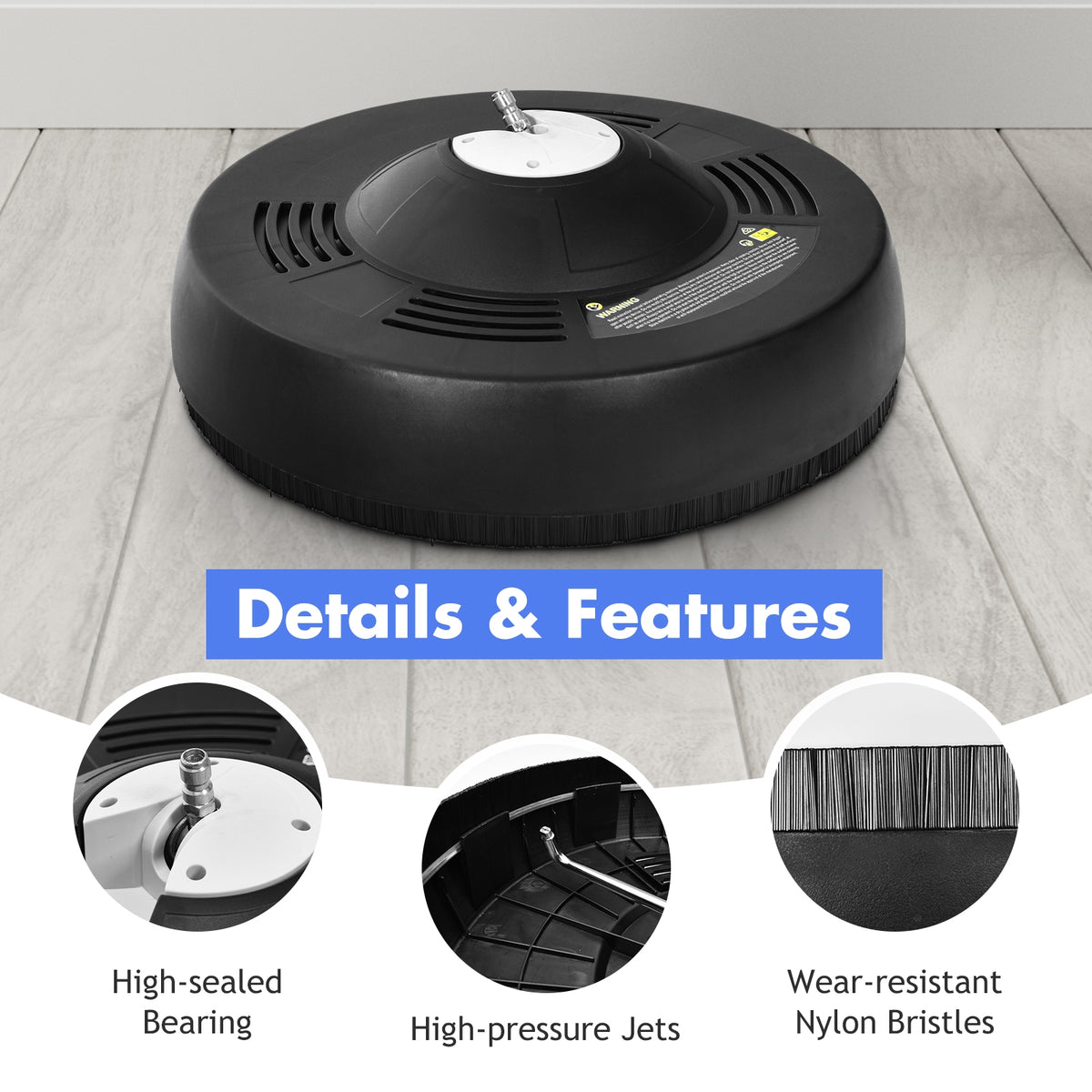 16 Inch Pressure Washer with 2 Spray Nozzles and 1/4-inch Quick-connect Extension Wands-Vacuum Cleaners-DECOROLALA