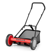 16 Inch Push Lawn Mower with 5 Steel Blades and Grass Catcher Bag-Red-Lawn Care Tools-DECOROLALA