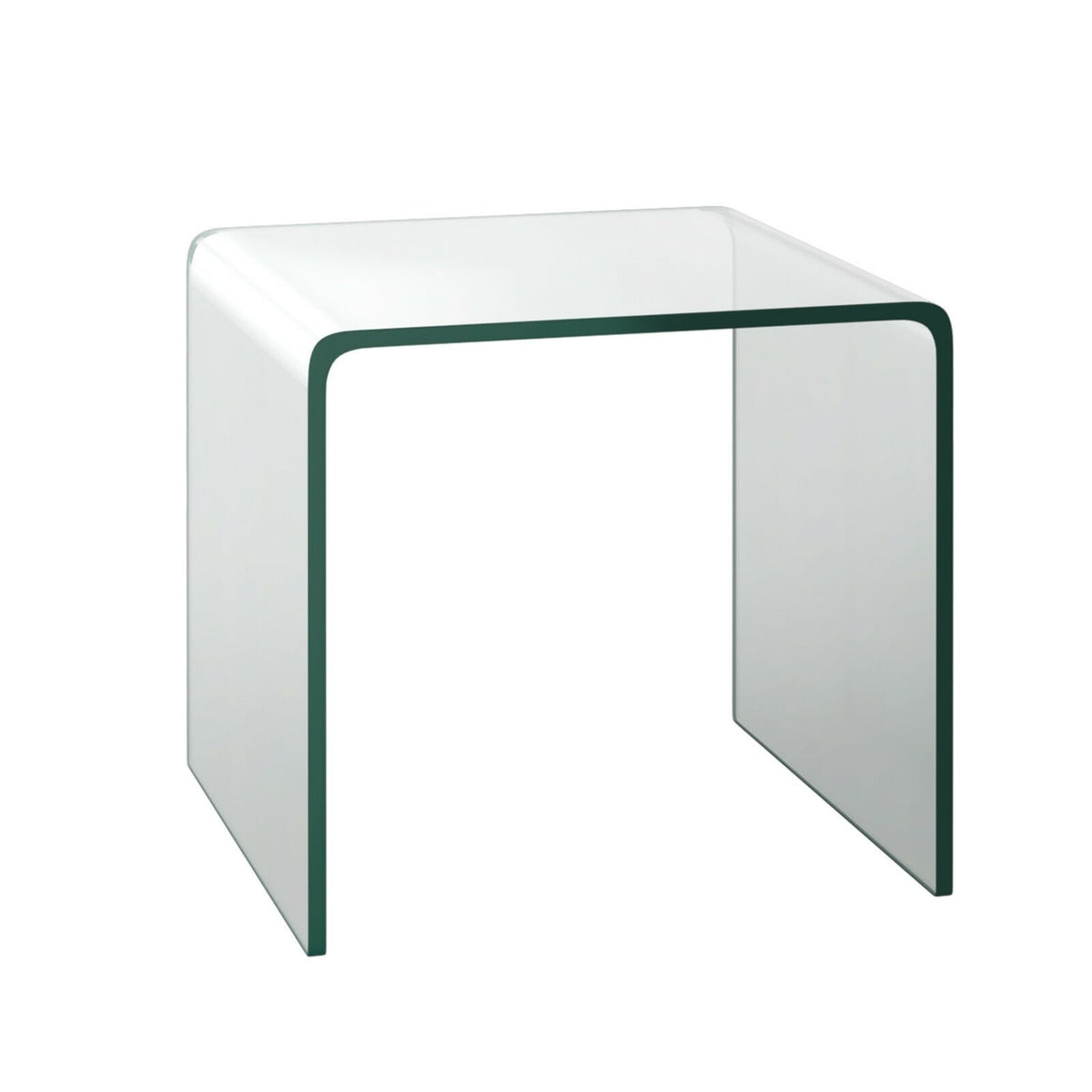 16 Inch Tempered Waterfall End Table with non-Slip Pad-End & Side Tables-DECOROLALA