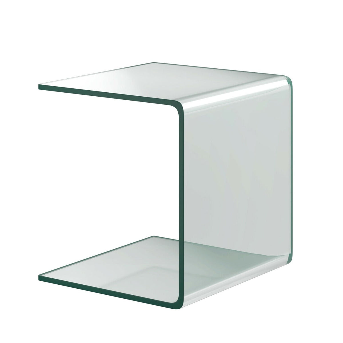 16 Inch Tempered Waterfall End Table with non-Slip Pad-End & Side Tables-DECOROLALA