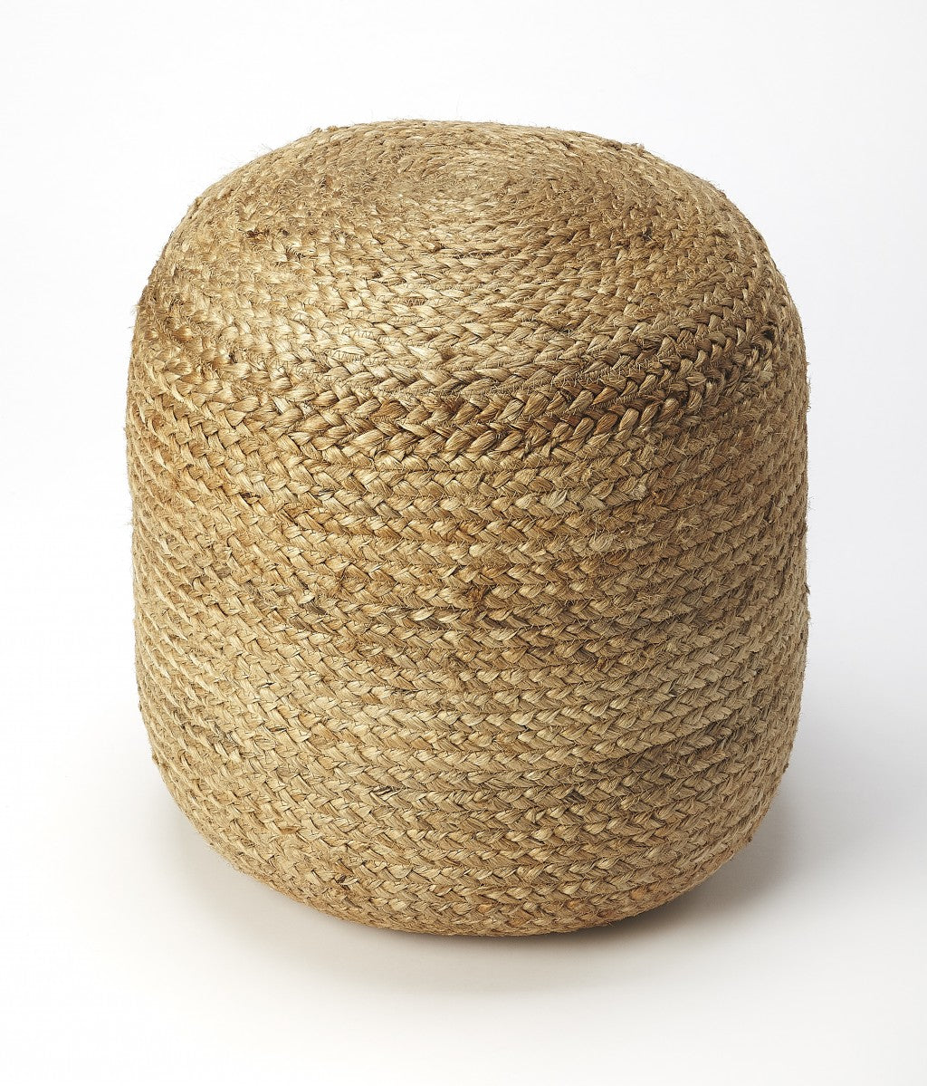 16" Jute Round Pouf Ottoman-Ottomans-DECOROLALA