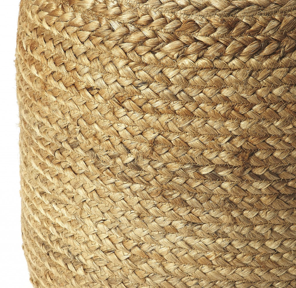 16" Jute Round Pouf Ottoman-Ottomans-DECOROLALA