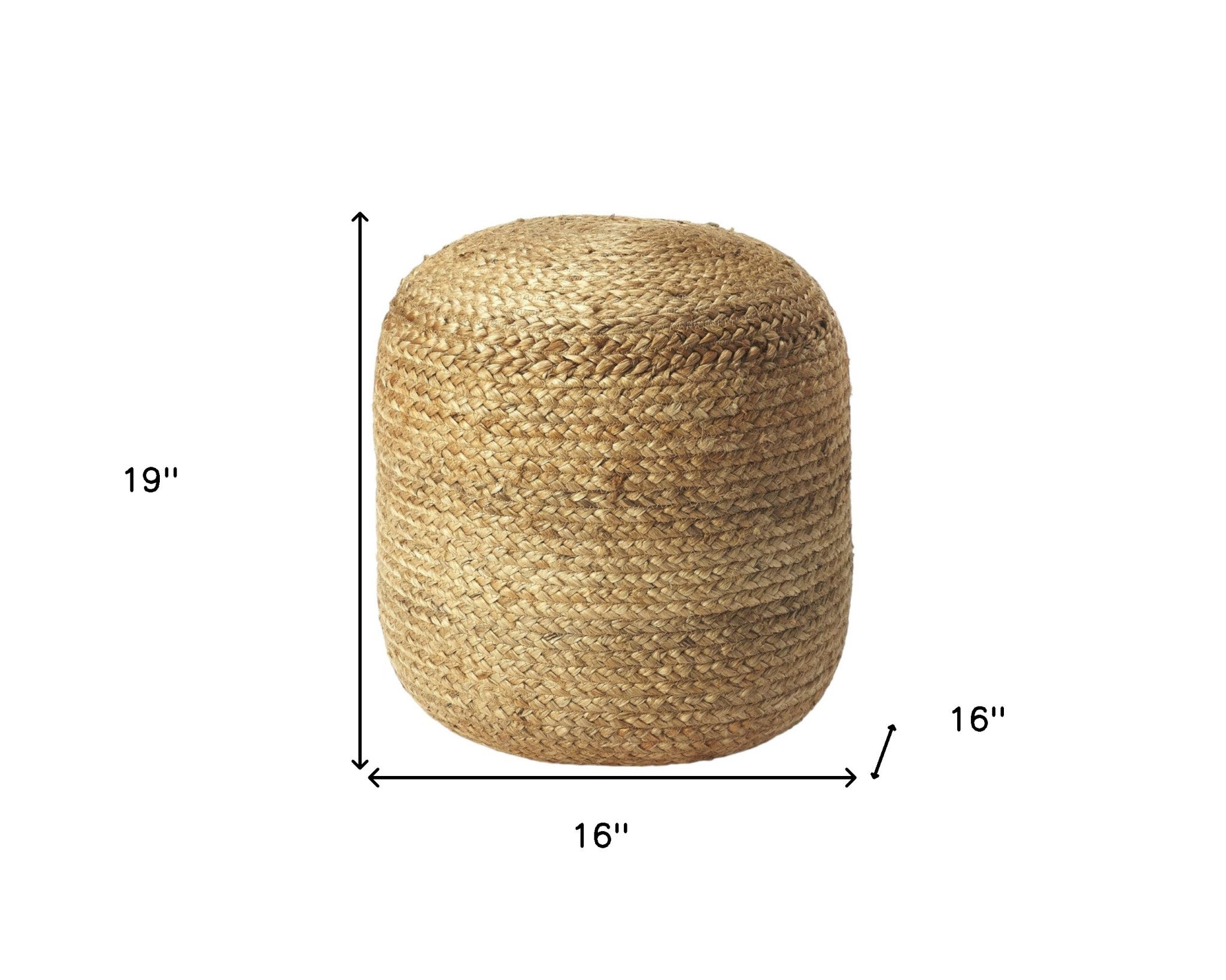 16" Jute Round Pouf Ottoman-Ottomans-DECOROLALA