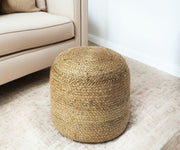16" Jute Round Pouf Ottoman-Ottomans-DECOROLALA
