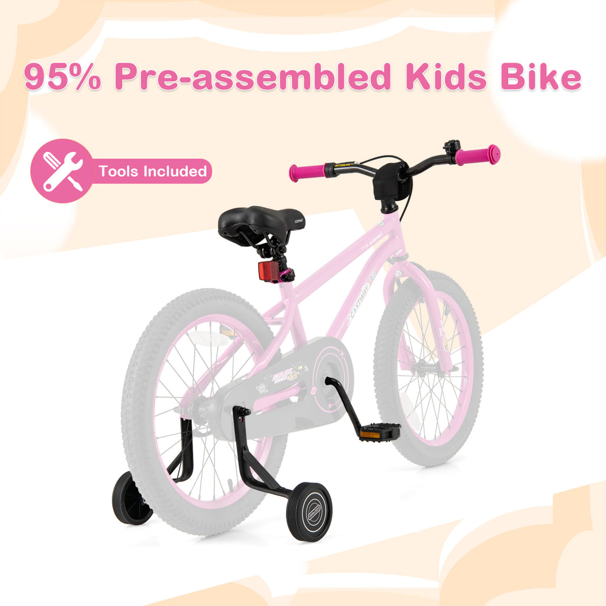16" Kids Bike for 4-7 Years Old, Adjustable Seat with Training Wheels-Kids Bike-DECOROLALA