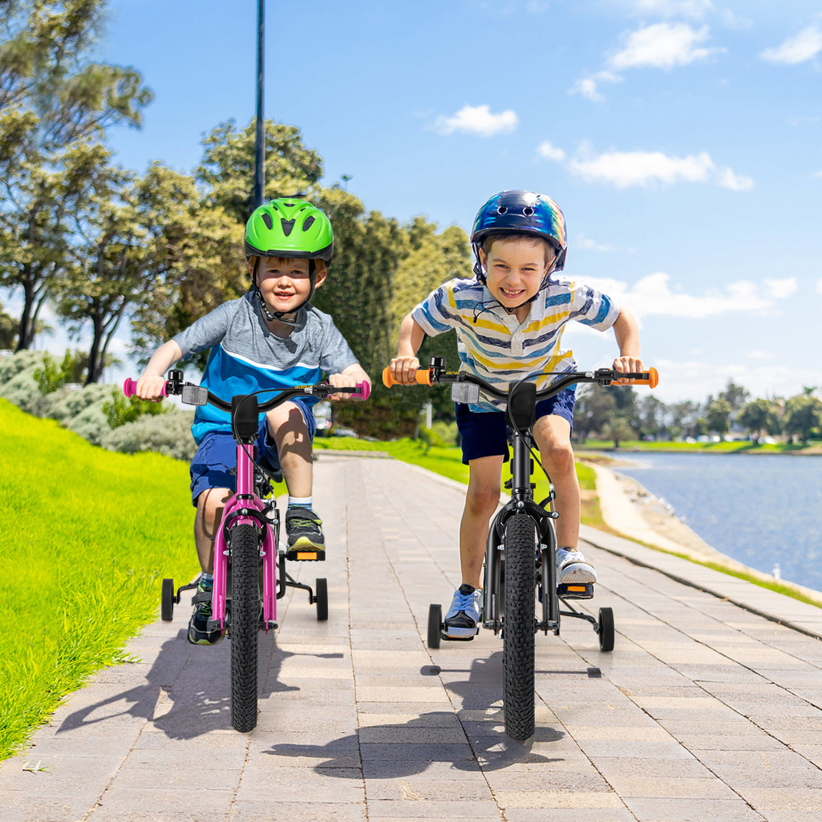 16" Kids Bike for 4-7 Years Old, Adjustable Seat with Training Wheels-Kids Bike-DECOROLALA