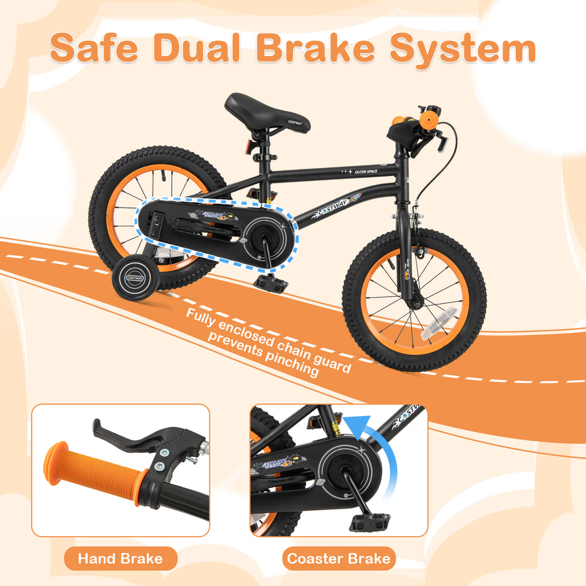 16" Kids Bike with Training Wheels, Adjustable Seat, 4-7 Years Old-Kids Bike-DECOROLALA