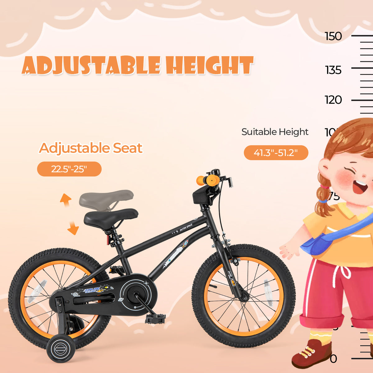 16" Kids Bike with Training Wheels, Adjustable Seat, 4-7 Years Old-Kids Bike-DECOROLALA