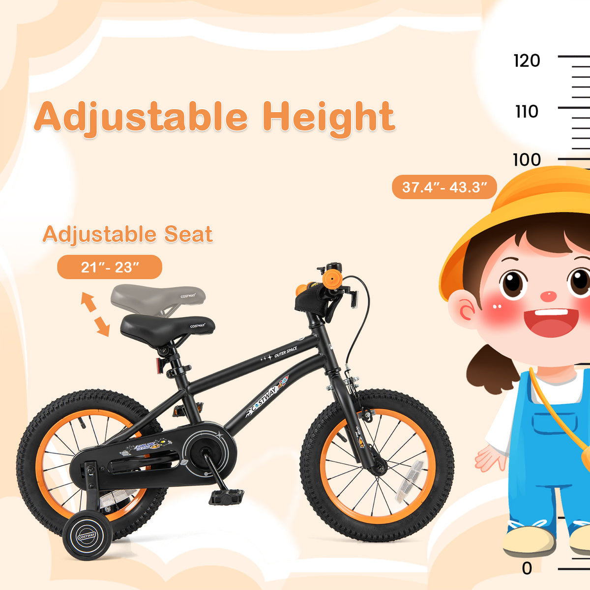 16" Kids Bike with Training Wheels, Adjustable Seat, 4-7 Years Old-Kids Bike-DECOROLALA