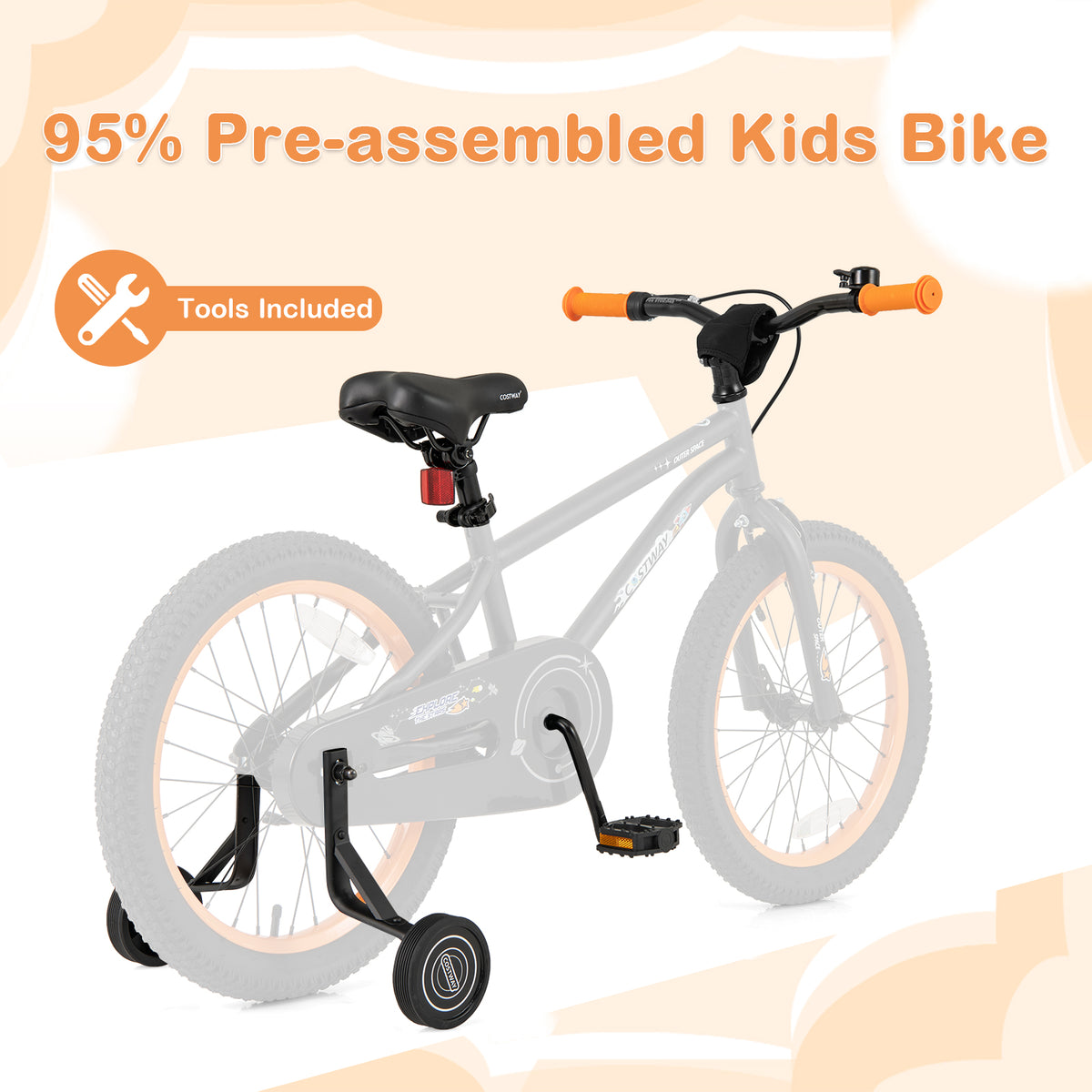 16" Kids Bike with Training Wheels, Adjustable Seat, 4-7 Years Old-Kids Bike-DECOROLALA