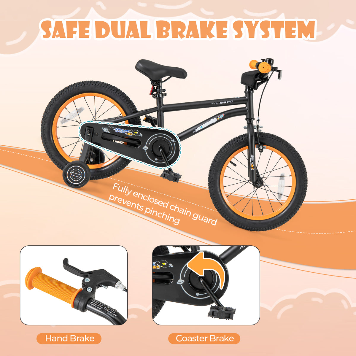 16" Kids Bike with Training Wheels, Adjustable Seat, 4-7 Years Old-Kids Bike-DECOROLALA
