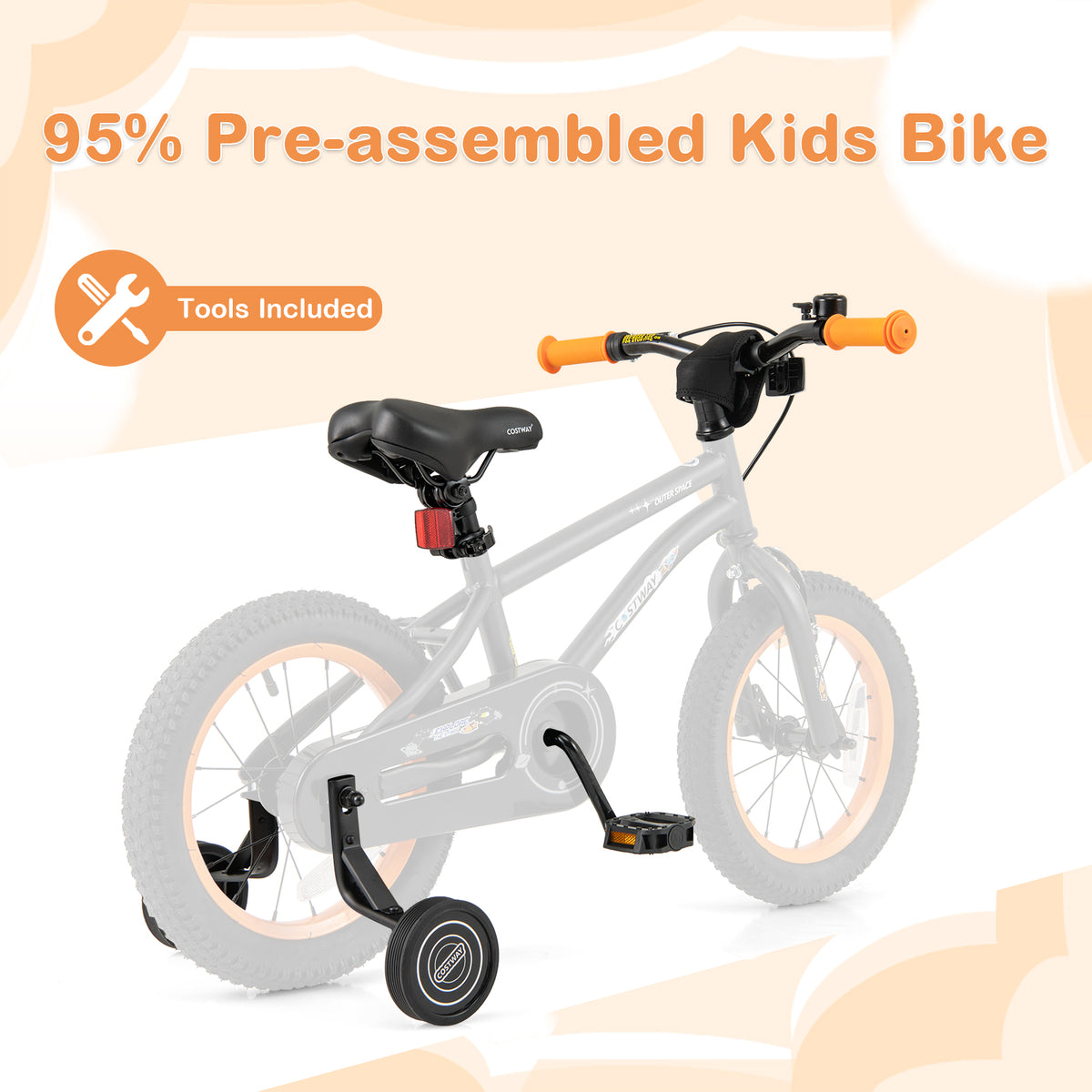 16" Kids Bike with Training Wheels, Adjustable Seat, 4-7 Years Old-Kids Bike-DECOROLALA