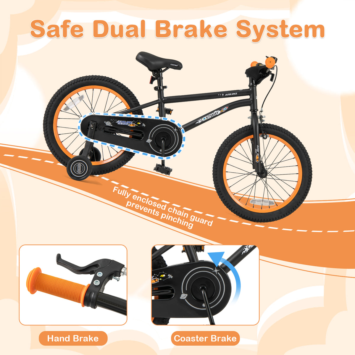 16" Kids Bike with Training Wheels, Adjustable Seat, 4-7 Years Old-Kids Bike-DECOROLALA
