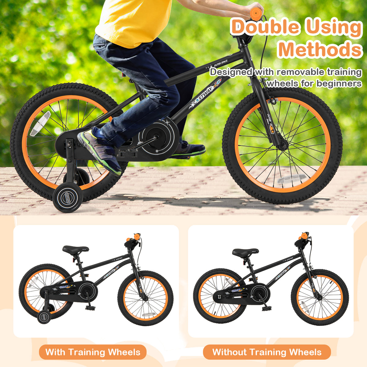 16" Kids Bike with Training Wheels, Adjustable Seat, 4-7 Years Old-Kids Bike-DECOROLALA