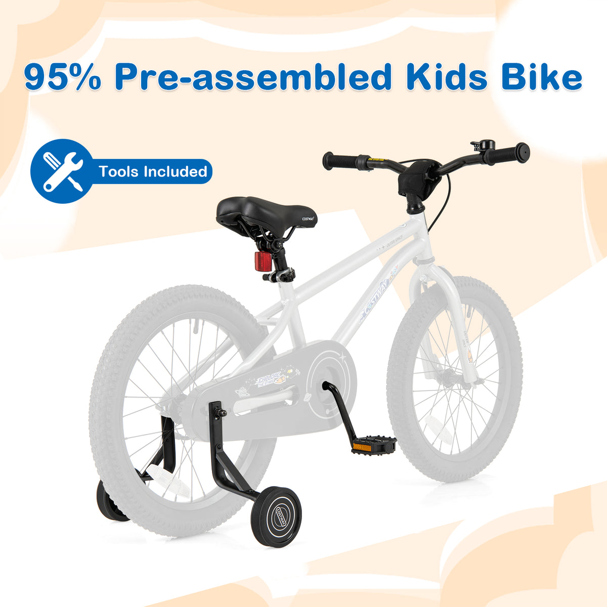 16" Kids Bike with Training Wheels, Adjustable Seat, Steel Frame-Kids Bike-DECOROLALA