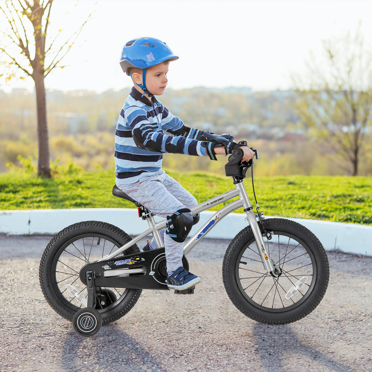 16" Kids Bike with Training Wheels, Adjustable Seat, Steel Frame-Kids Bike-DECOROLALA