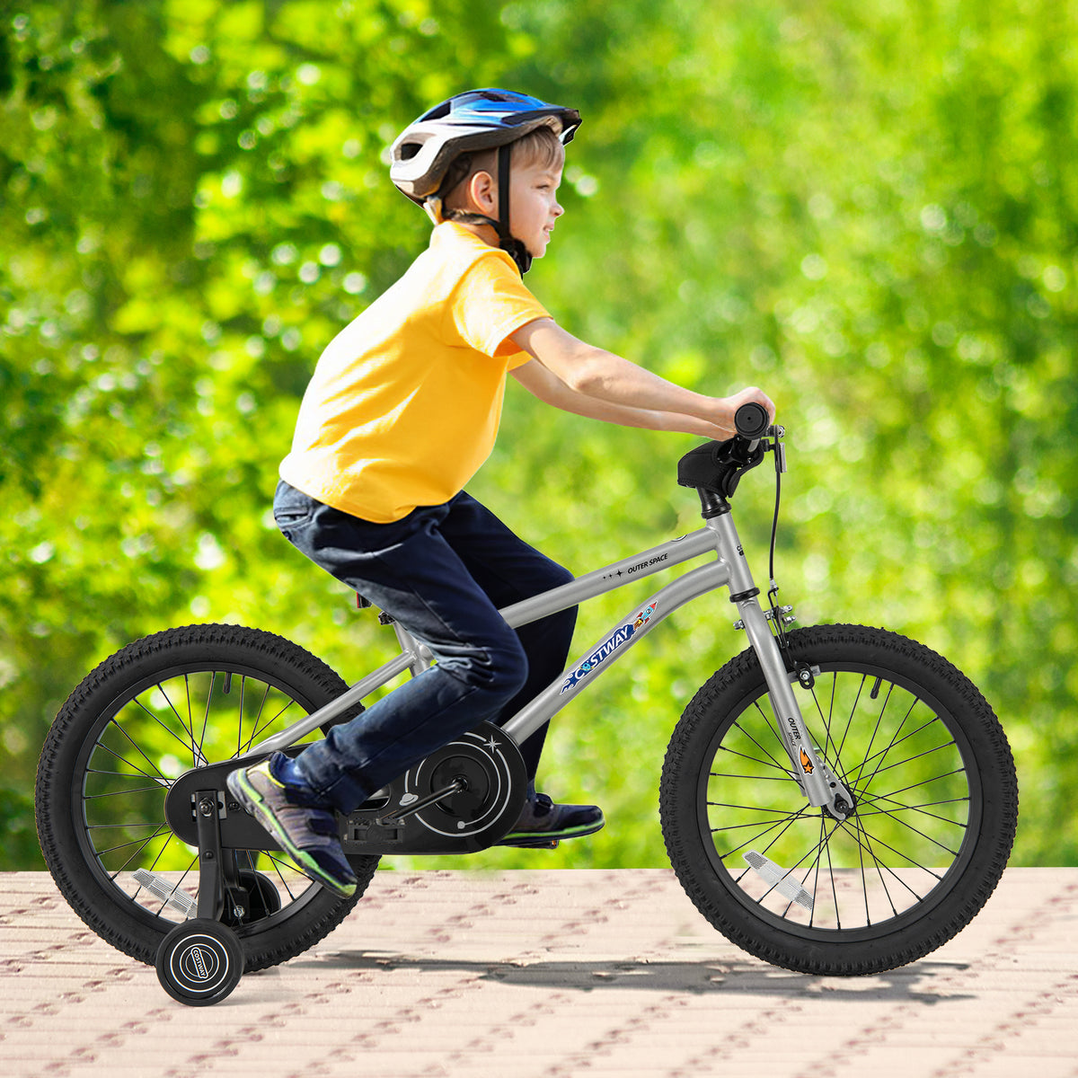16" Kids Bike with Training Wheels, Adjustable Seat, Steel Frame-Kids Bike-DECOROLALA