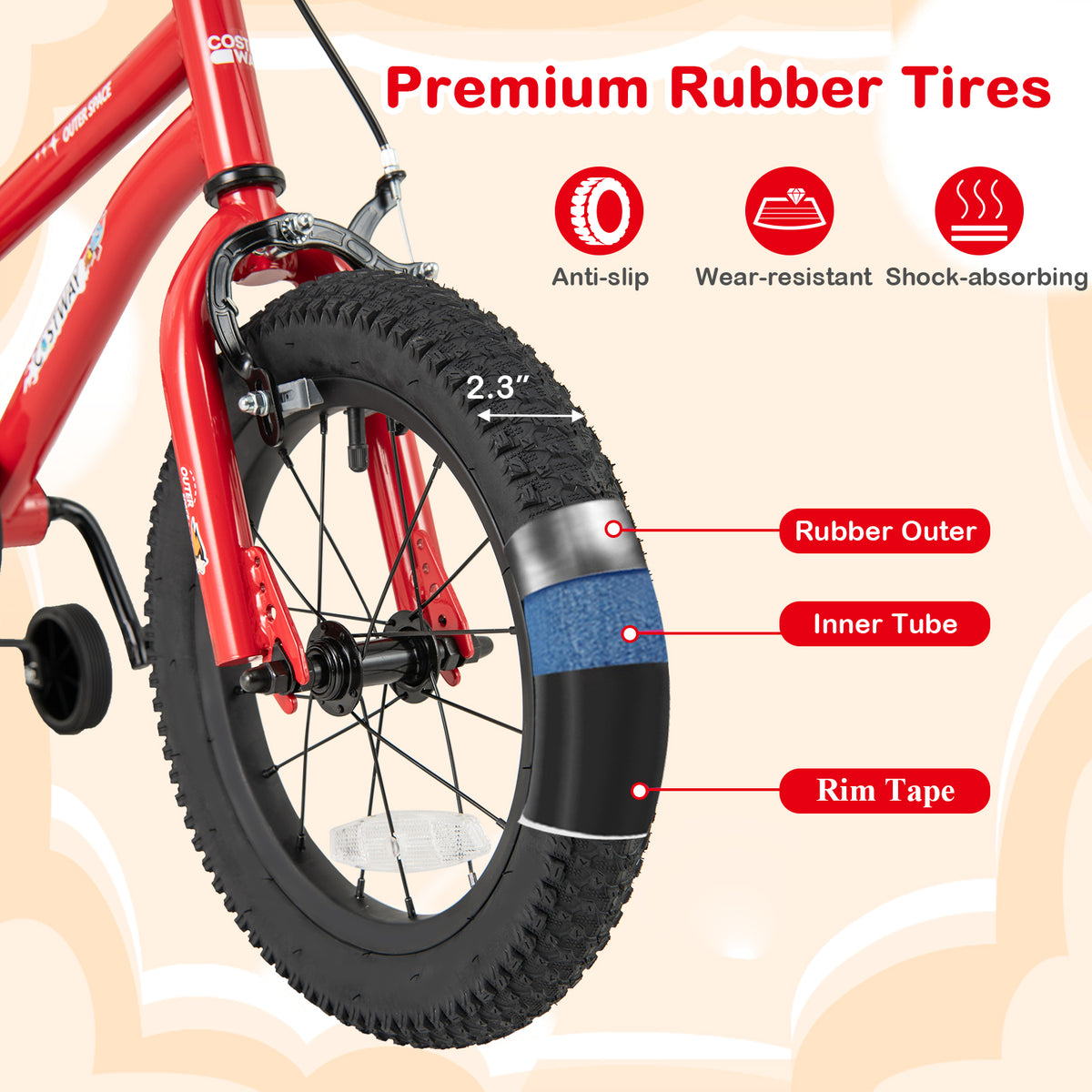 16" Kids Bike with Training Wheels, Handbrake, and Coaster Brake-Kids Bike-DECOROLALA