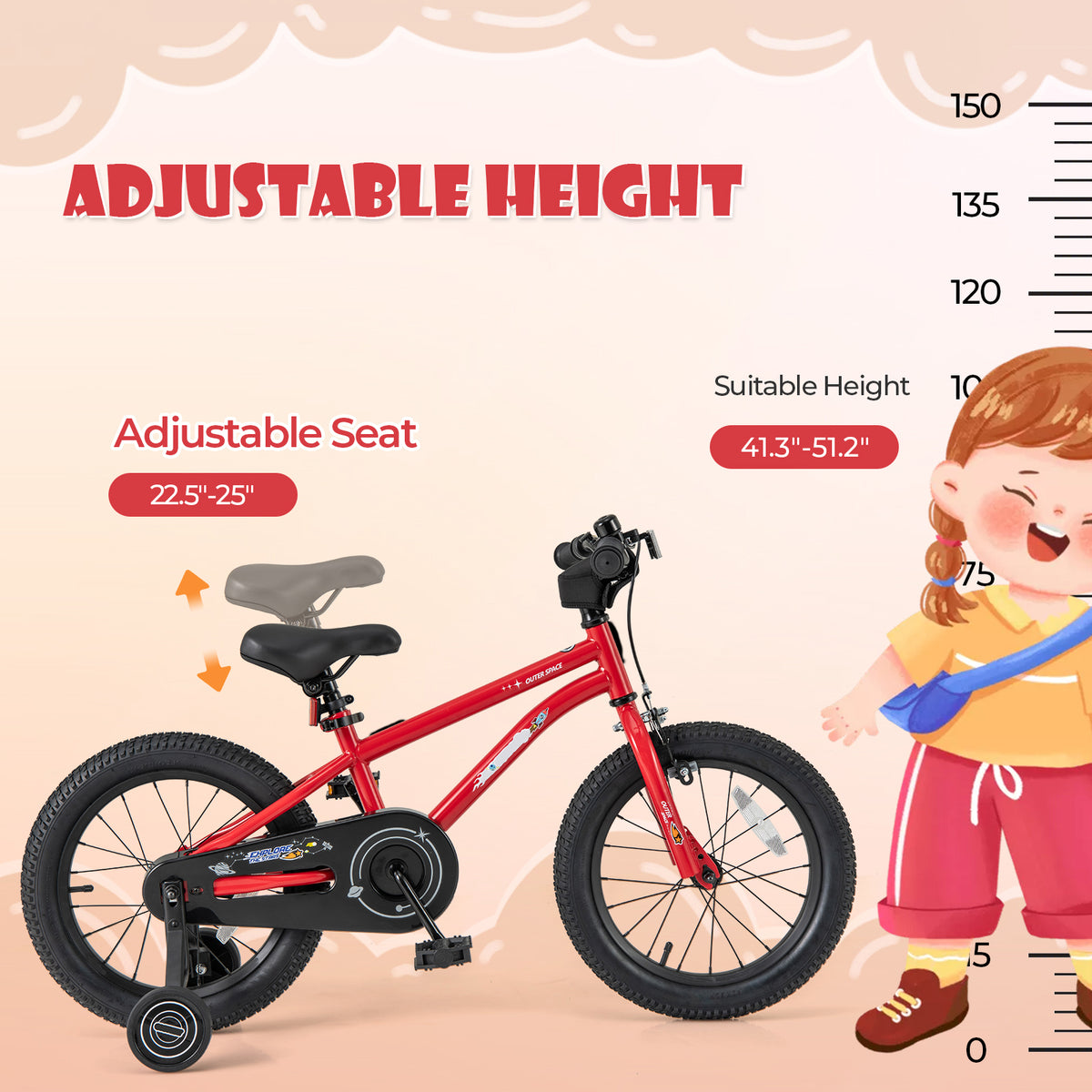 16" Kids Bike with Training Wheels, Handbrake, and Coaster Brake-Kids Bike-DECOROLALA