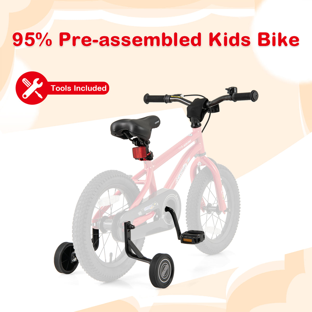 16" Kids Bike with Training Wheels, Handbrake, and Coaster Brake-Kids Bike-DECOROLALA