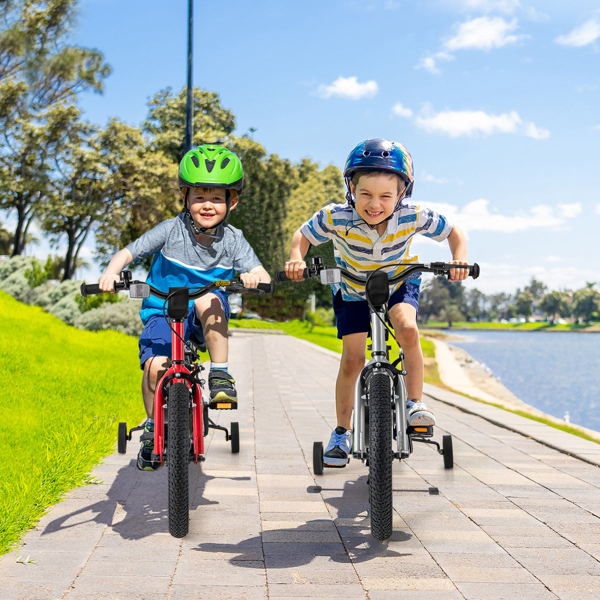 16" Kids Bike with Training Wheels, Handbrake, and Coaster Brake-Kids Bike-DECOROLALA