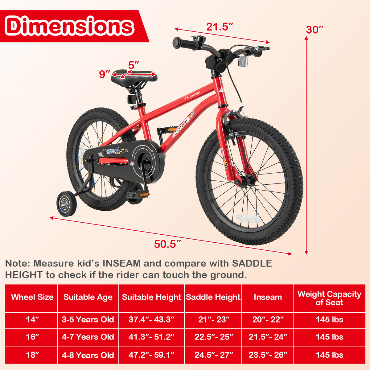 16" Kids Bike with Training Wheels, Handbrake, and Coaster Brake-Kids Bike-DECOROLALA