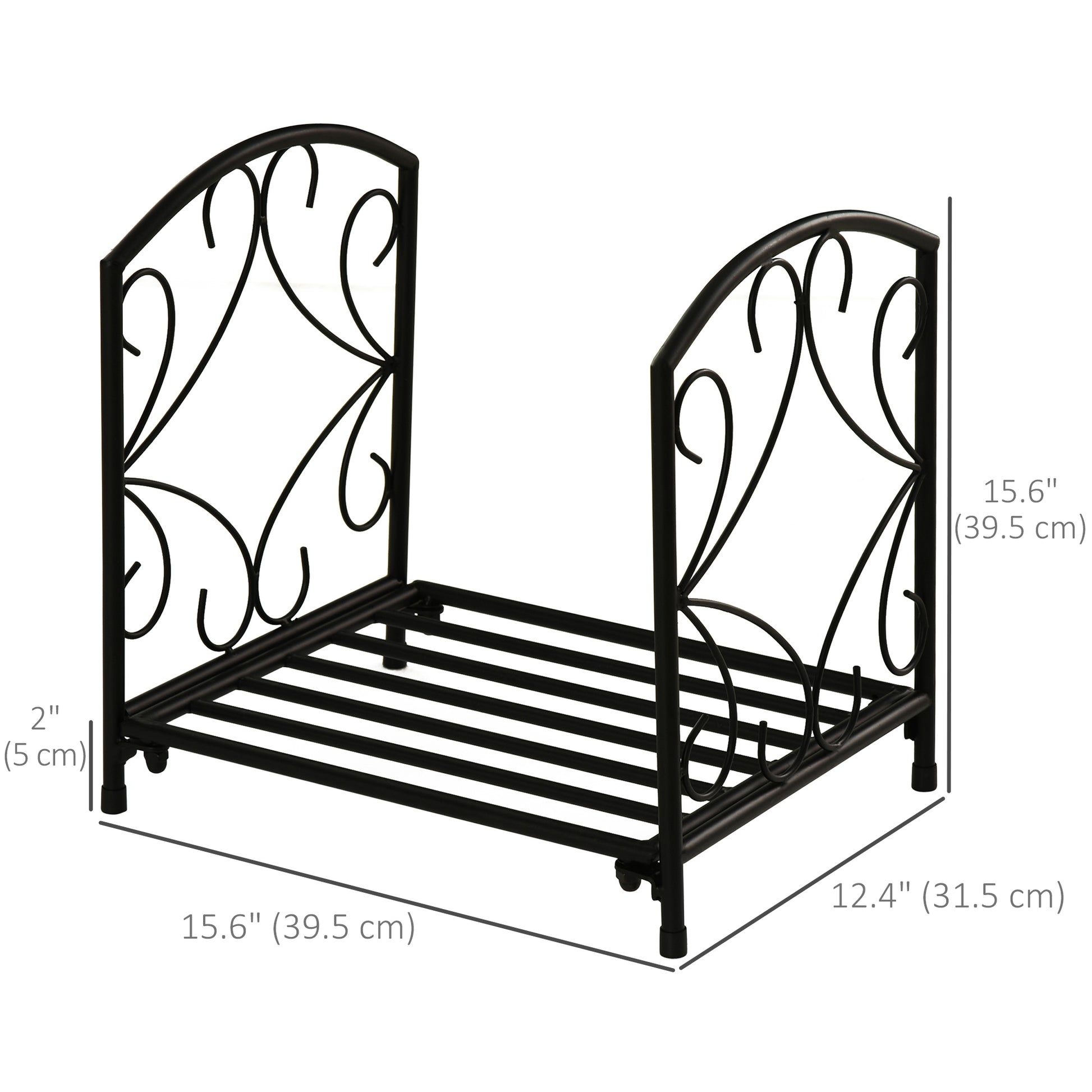 16" Metal Fireplace Log Holder - Black Firewood Rack-Home Furnishings > Home Décor > Fireplaces & Accessories > Firewood Racks-DECOROLALA