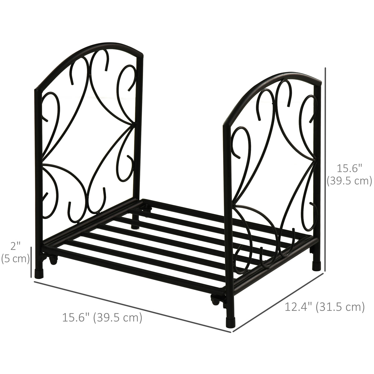 16" Metal Fireplace Log Holder - Black Firewood Rack-Home Furnishings > Home Décor > Fireplaces & Accessories > Firewood Racks-DECOROLALA