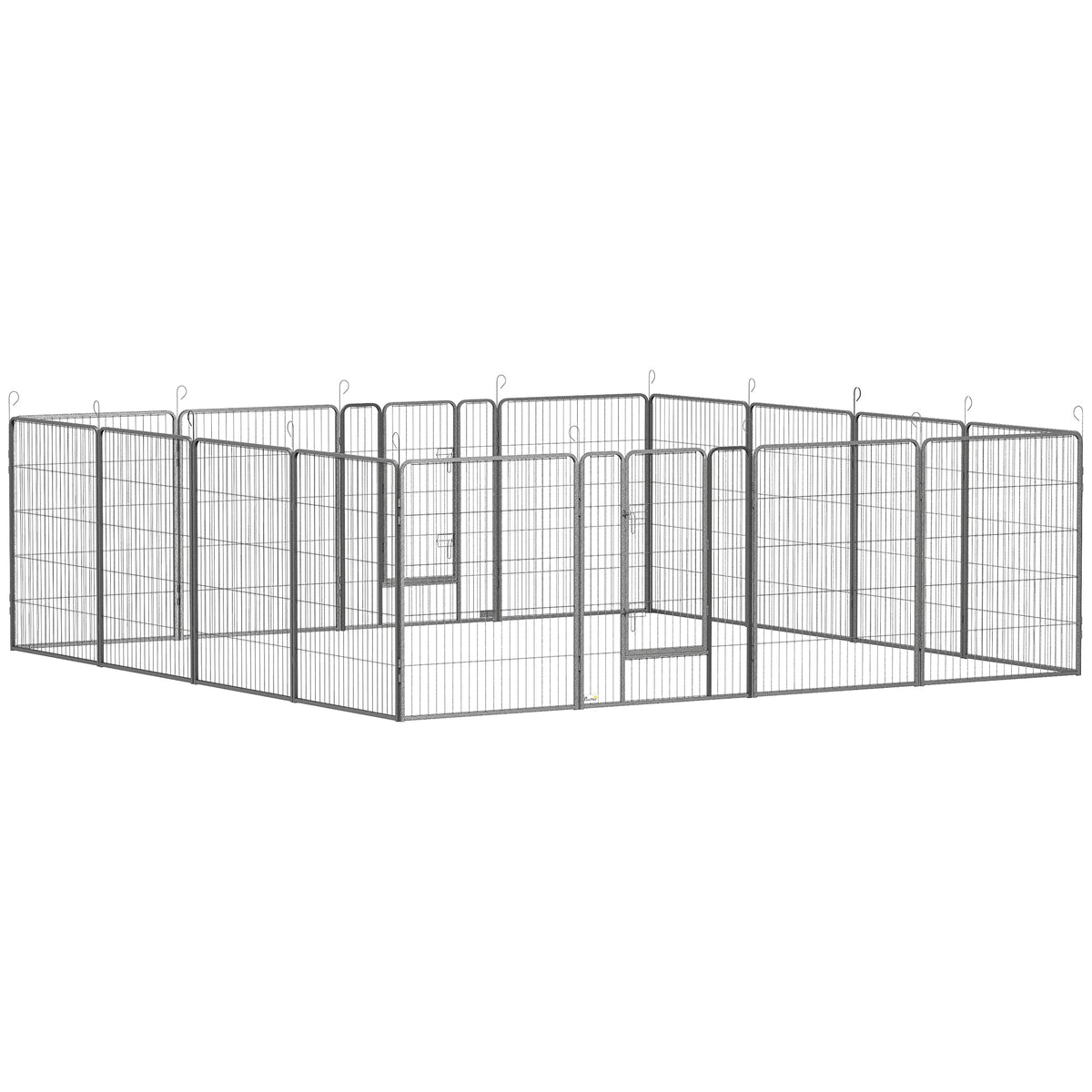 16-Panel Heavy Duty Dog Playpen - 39" Height Steel Enclosure, Grey-Dogs-DECOROLALA