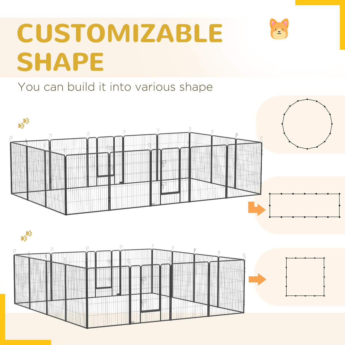 16-Panel Heavy Duty Dog Playpen - 39" Height Steel Enclosure, Grey-Dogs-DECOROLALA