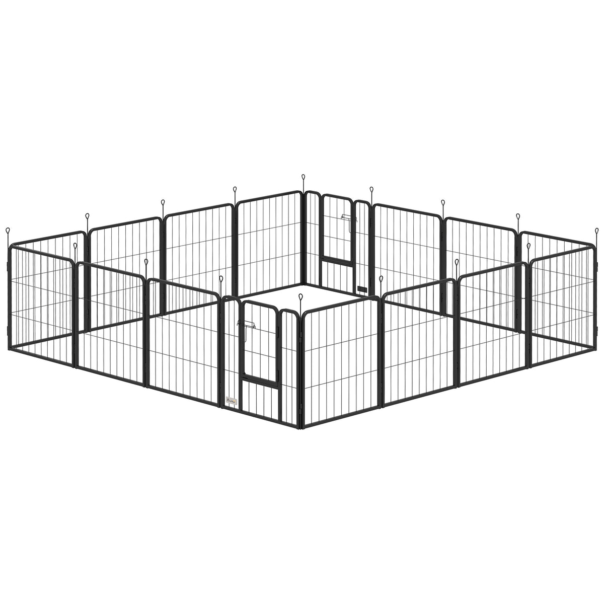 16-Panel Portable Dog Playpen - 24" Height Black Steel Fence-Dogs-DECOROLALA