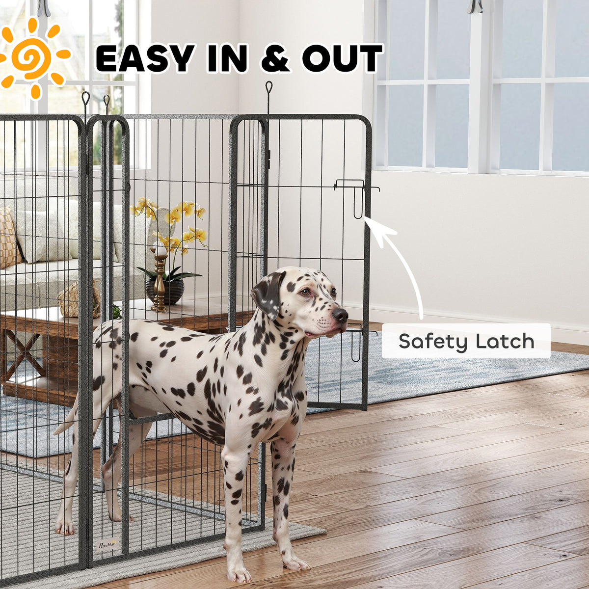 16-Panel Portable Dog Playpen - 47" Height Black Steel Fence-Dogs-DECOROLALA