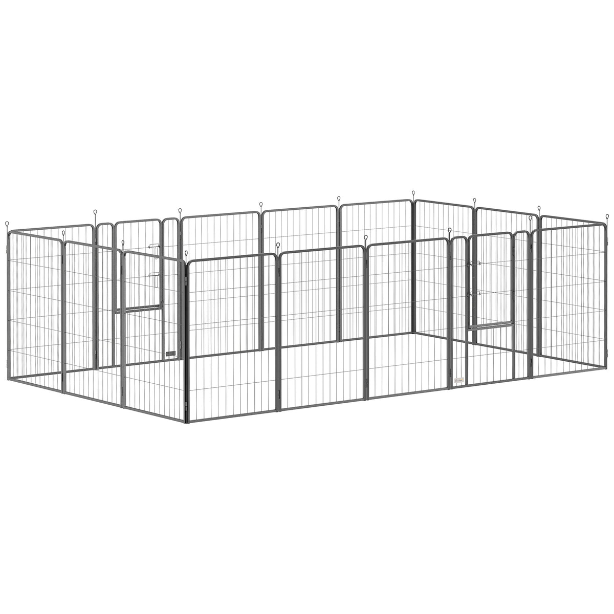 16-Panel Portable Dog Playpen - Black Steel 39" Height-Dog Supplies-DECOROLALA