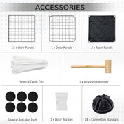 16-Panel Portable Metal Pet Fence with Door - Black 14" Small Animal Cage-Small Animals-DECOROLALA