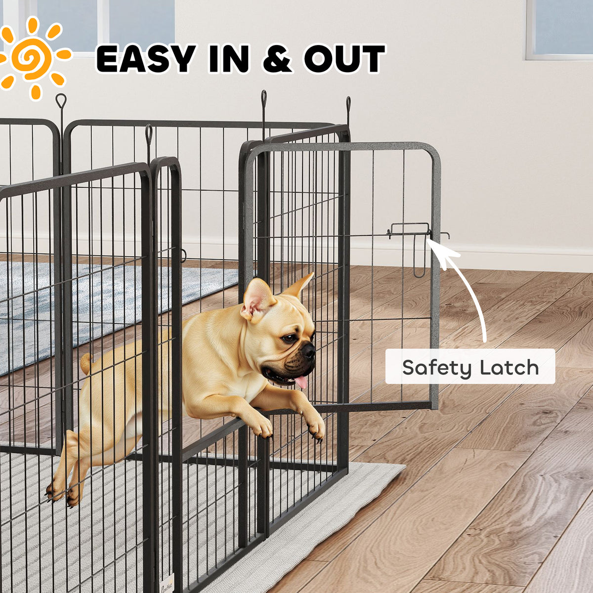 16-Panel Portable Steel Dog Playpen - Black 31.5" H-Dogs-DECOROLALA
